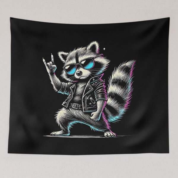 Item preview, Retro Raccoon Rock Music Funny Gift For Men Women Kids designed and sold by SteveAllentc.