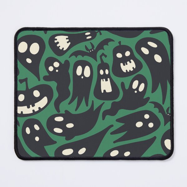Item preview, spooky halloween ghosts and pumpkins - green designed and sold by space-kitten.