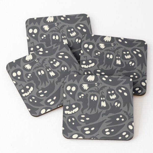 Item preview, spooky halloween ghosts and pumpkins - grey designed and sold by space-kitten.
