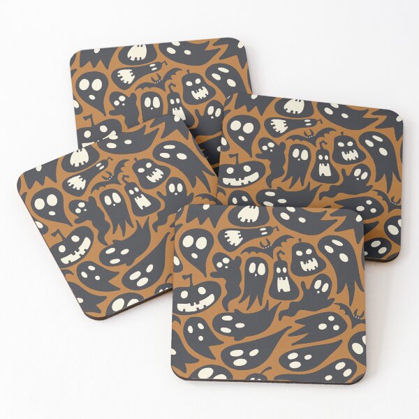 Item preview, spooky halloween ghosts and pumpkins - orange designed and sold by space-kitten.