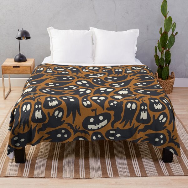 Item preview, spooky halloween ghosts and pumpkins - orange designed and sold by space-kitten.