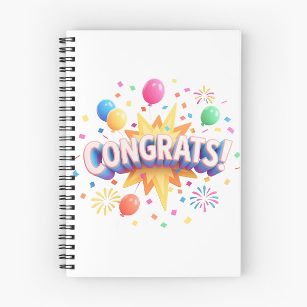 Item preview, Colorful Congrats Celebration with Balloons Fireworks Confetti and Starburst Creating Fun Joyful Festive Party Atmosphere Design designed and sold by Mimoshi ⭐⭐⭐⭐⭐.