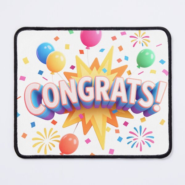 Item preview, Colorful Congrats Celebration with Balloons Fireworks Confetti and Starburst Creating Fun Joyful Festive Party Atmosphere Design designed and sold by Mimoshi ⭐⭐⭐⭐⭐.