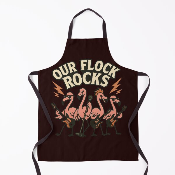 Item preview, Our Flock Rocks – Flamingo Rock Band Cartoon Design designed and sold by FrameFlow.