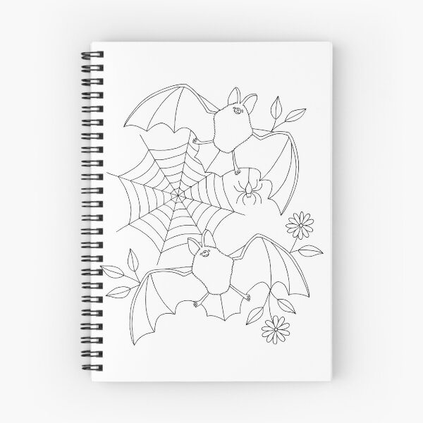 Item preview, Linework Spooky Bats with Spider Web and Flowers designed and sold by Laurzy Creative.