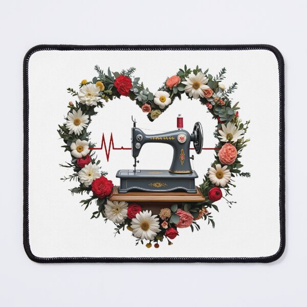 Item preview, Vintage Sewing Machine Floral Heartbeat Art designed and sold by TMS-Studio.
