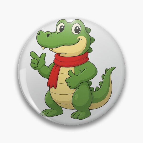 Item preview, Cute Green Crocodile with Red Scarf Cartoon Illustration designed and sold by E-SarnEdge.