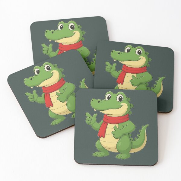 Item preview, Cute Green Crocodile with Red Scarf Cartoon Illustration designed and sold by E-SarnEdge.