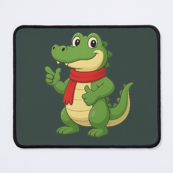 Item preview, Cute Green Crocodile with Red Scarf Cartoon Illustration designed and sold by E-SarnEdge.