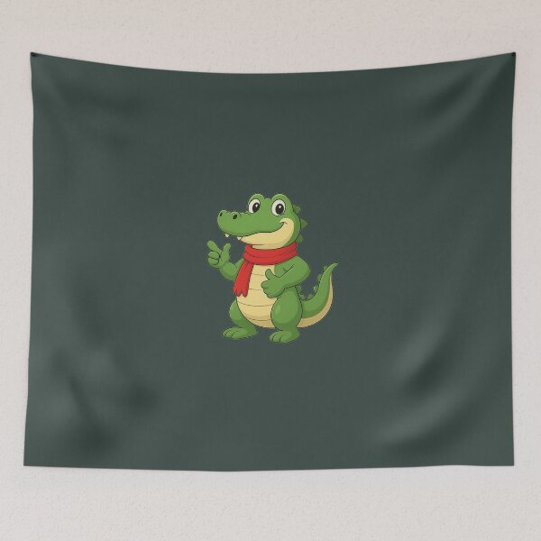 Item preview, Cute Green Crocodile with Red Scarf Cartoon Illustration designed and sold by E-SarnEdge.