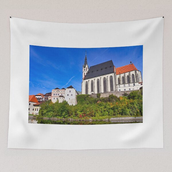 Item preview, St Vitus church in the historical city centre. View from Vltava River. Cesky Krumlov, Czech Republic. designed and sold by goceris.