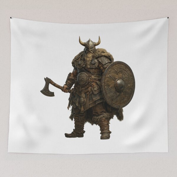 Item preview, Mighty Viking Warrior with Axe and Shield designed and sold by AlexLineArt.