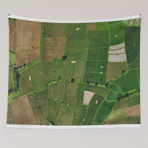 Item preview, Top Down Drone View of Lush Rice Fields in Tetebatu, Lombok designed and sold by mattryanphoto.
