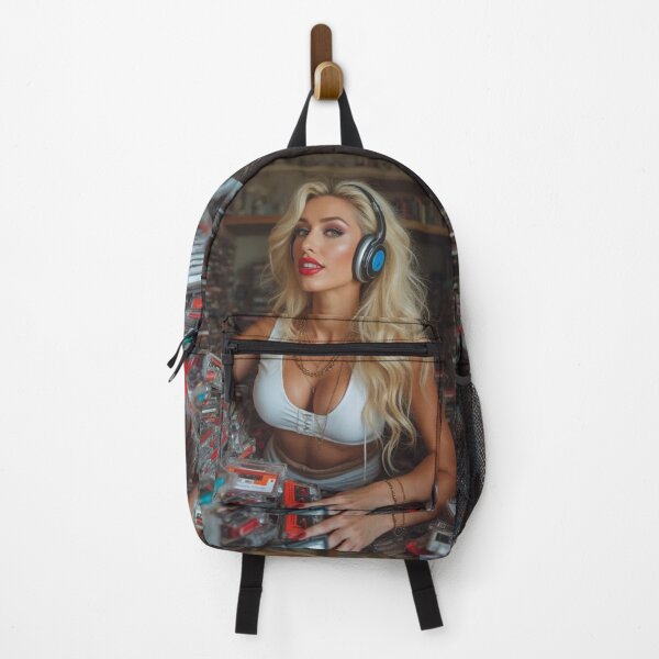Item preview, Blonde Woman with Cassette Tapes - Retro Surreal Pop Art designed and sold by WHITE FLAME PRINTS.