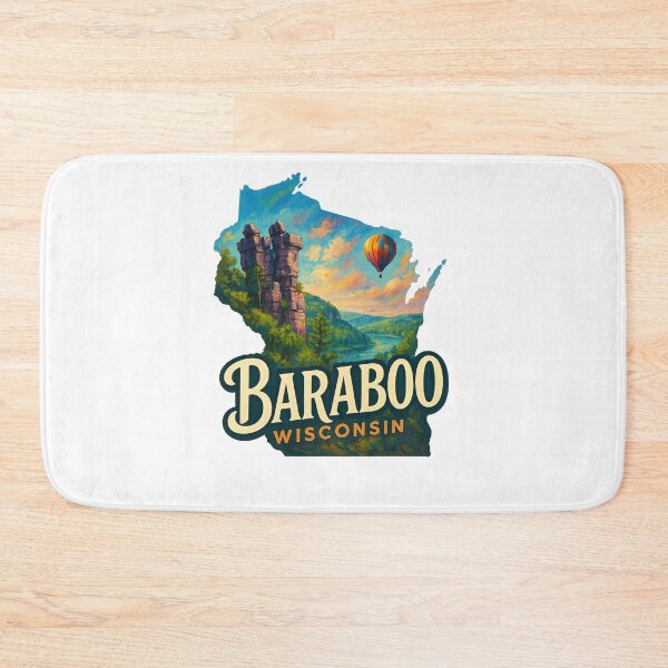 Item preview, Baraboo Wisconsin – Balanced Rock and Hot Air Balloon View designed and sold by Aryabek.