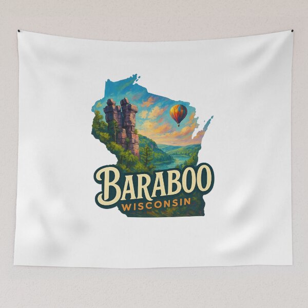 Item preview, Baraboo Wisconsin – Devil’s Lake View with Balanced Rock designed and sold by Aryabek.