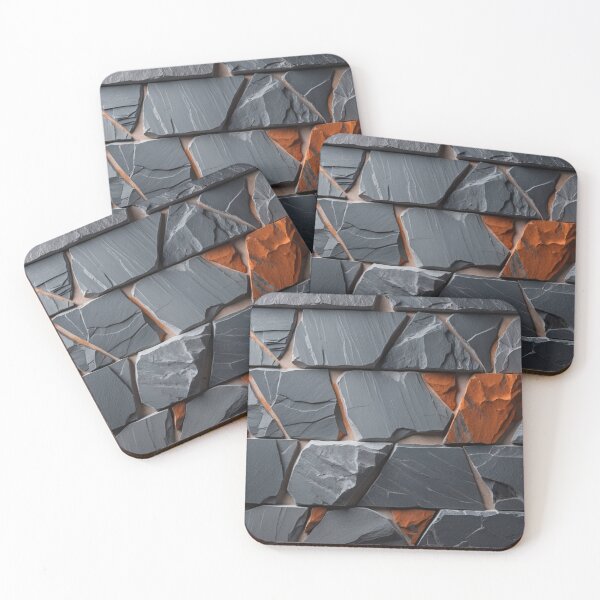 Item preview, Geometric Gray Stone Texture With Orange Stone Accents designed and sold by sneidere9dace.