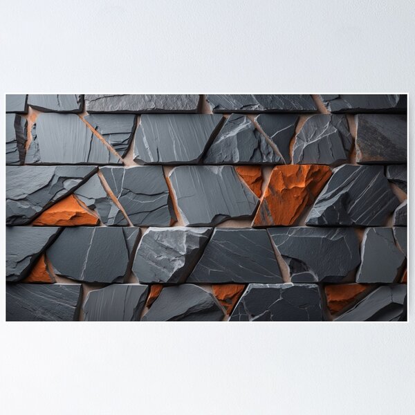 Item preview, Geometric Gray Stone Texture With Orange Stone Accents designed and sold by sneidere9dace.
