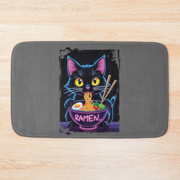 Item preview, Black cat eating Japanese ramen designed and sold by STDesign⭐⭐⭐⭐⭐.