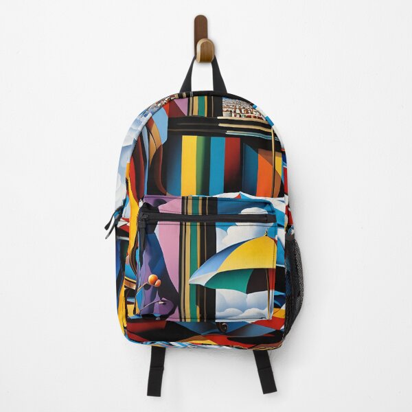 Item preview, Cubist Daydream – Psychedelic Harlequin Interior with Cityscape View designed and sold by artmanikin.