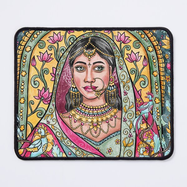Item preview, Indian Bride Illustration – Traditional Wedding Art with Saree, Jewelry, and Floral Design designed and sold by katyasuresh.