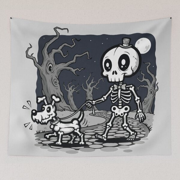 Item preview, Skeleton Walking Dog Halloween Art designed and sold by BrownHorse90s.