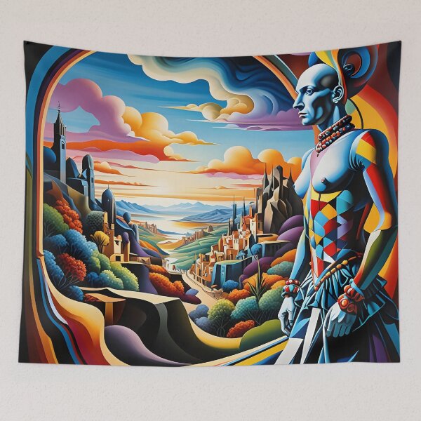 Item preview, Harlequin Horizon – Neo-Cubism Surreal Landscape Vision designed and sold by artmanikin.