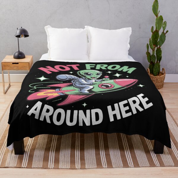 Item preview, Not From Around Here Alien Astronaut Rocket Ship Cartoon Design designed and sold by TipTop GFX.