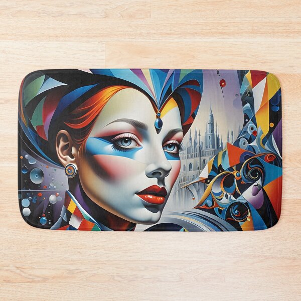 Item preview, The Cubist Empress – Psychedelic Neo-Cubism Portrait with Geometric Crown designed and sold by artmanikin.