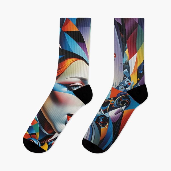 Item preview, The Cubist Empress – Psychedelic Neo-Cubism Portrait with Geometric Crown designed and sold by artmanikin.
