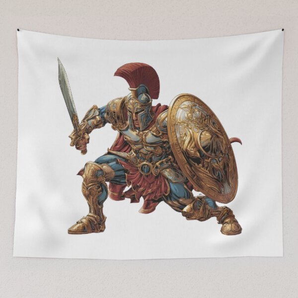 Item preview, Epic Roman Gladiator Warrior with Sword and Shield designed and sold by AlexLineArt.
