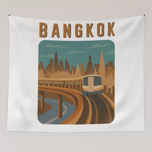 Item preview,  Bangkok Skyline with BTS Skytrain designed and sold by Places On Earth.