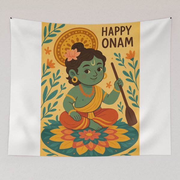 Item preview, Krishna Themed Onam Greeting Kerala designed and sold by Places On Earth.