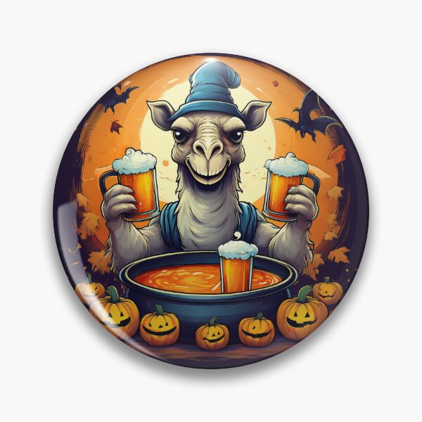 Item preview, Cool Camel's Brew for Halloween Trick-or-Treat: A vibrant and spooky design with a camel, pumpkins, bats and black cats  designed and sold by Camel & Quirk.