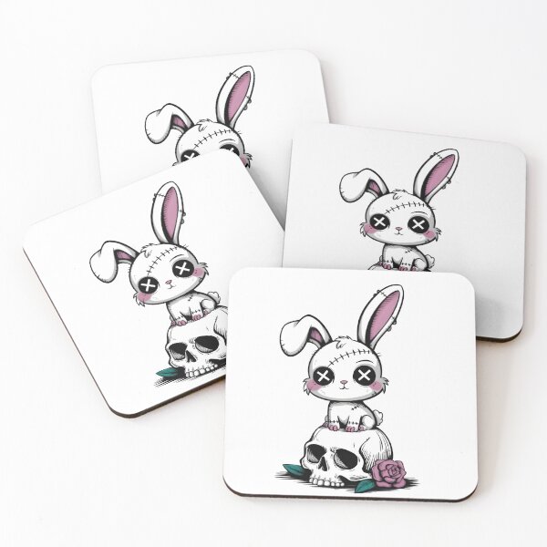 Item preview, Creepy Cute Bunny on Skull – Pastel Goth Kawaii Art designed and sold by Dyan4.