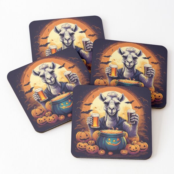 Artikelvorschau, Camel's Hocus Pokus Cauldron Halloween Trick-or-Treat: Ein lebendiges und gruseliges Design mit einem Kamel, Kürbissen und Fledermäusen entworfen und verkauft von Camel & Quirk.