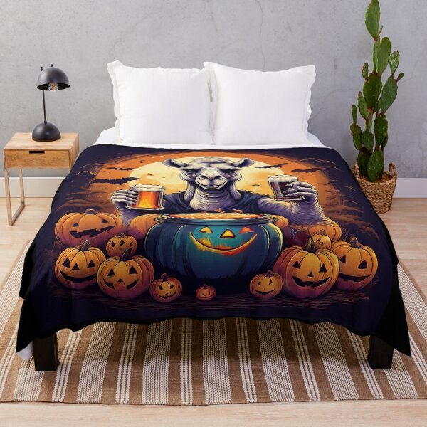 Artikelvorschau, Camel's Hocus Pokus Cauldron Halloween Trick-or-Treat: Ein lebendiges und gruseliges Design mit einem Kamel, Kürbissen und Fledermäusen entworfen und verkauft von Camel & Quirk.