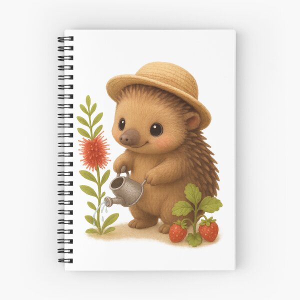 Item preview, Cute Echidna Watering Plants - Cute Australian Cottagecore Art designed and sold by Moons Studio.