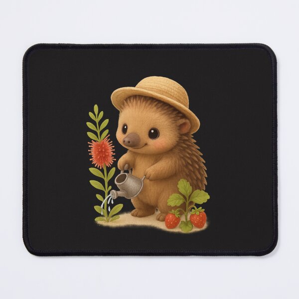Item preview, Cute Echidna Watering Plants - Cute Australian Cottagecore Art designed and sold by Moons Studio.