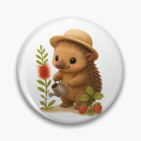 Item preview, Cute Echidna Watering Plants - Cute Australian Cottagecore Art designed and sold by Moons Studio.