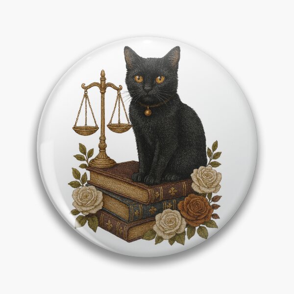 Item preview, Elegant Black Cat with Justice Scales designed and sold by HeartloomStudio.