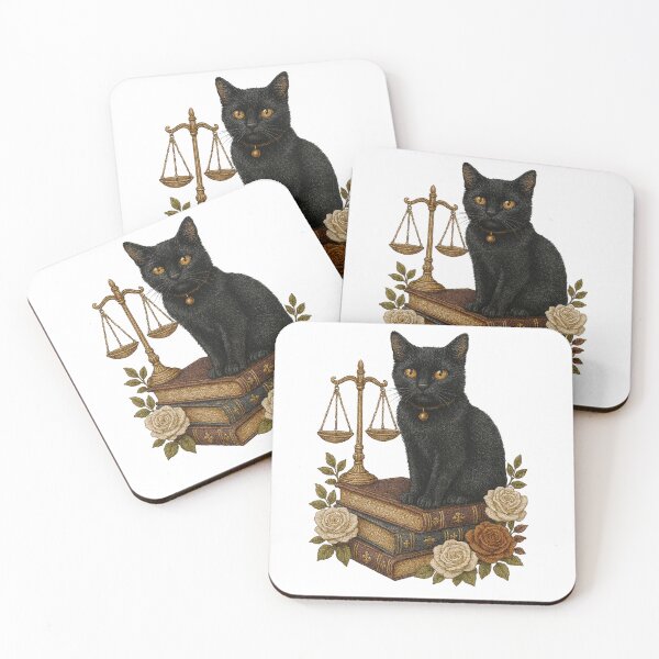 Item preview, Elegant Black Cat with Justice Scales designed and sold by HeartloomStudio.