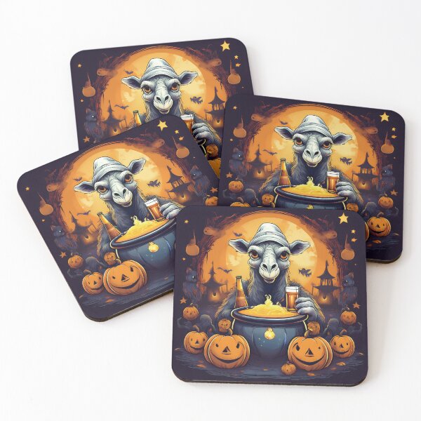 Artikelvorschau, Camel's Cauldron Cheer Halloween Trick-or-Treat: Ein lebendiges und gruseliges Design mit einem Kamel, Kürbissen, Fledermäusen und schwarzen Katzen entworfen und verkauft von Camel & Quirk.