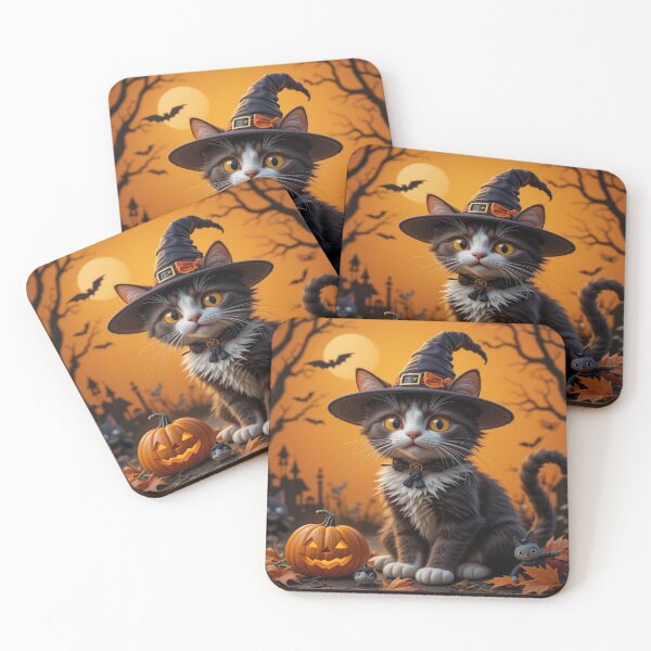 Item preview, Charming Halloween Cat in Witch Hat designed and sold by InezPhotography.