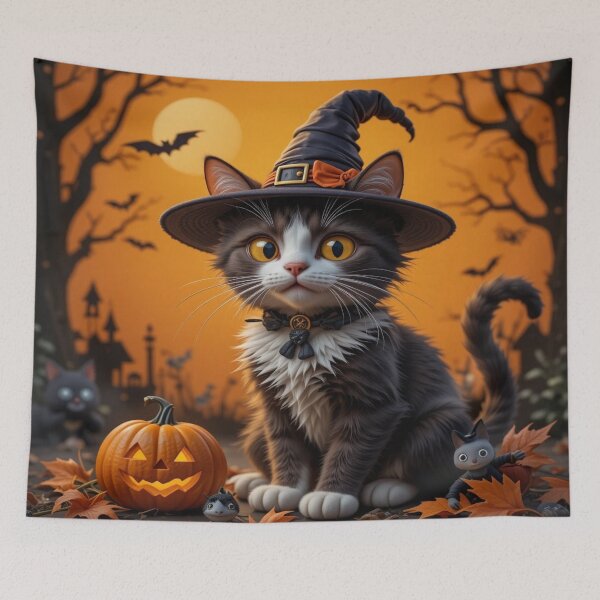 Item preview, Charming Halloween Cat in Witch Hat designed and sold by InezPhotography.