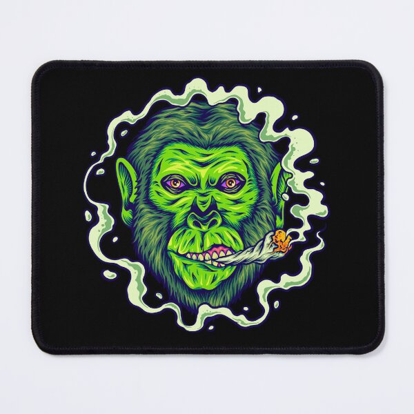 Item preview, Green Stoner Ape – Smoking Monkey Cannabis Psychedelic Art Tee designed and sold by PSYNOVA.