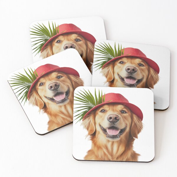 Item preview, Golden Retriever with Palm Leaf: Tropical Vibes designed and sold by GoxyVision.