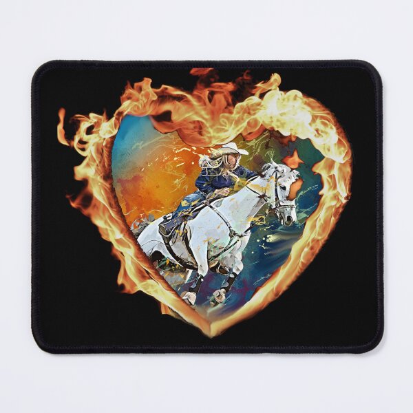 Item preview, Cowgirl Riding Horse in Fiery Heart | Bold Western Country Girl Art designed and sold by ArtsyExplorer.