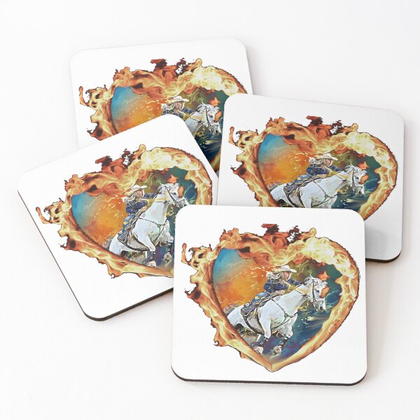 Item preview, Cowgirl Riding Horse in Fiery Heart | Bold Western Country Girl Art designed and sold by ArtsyExplorer.
