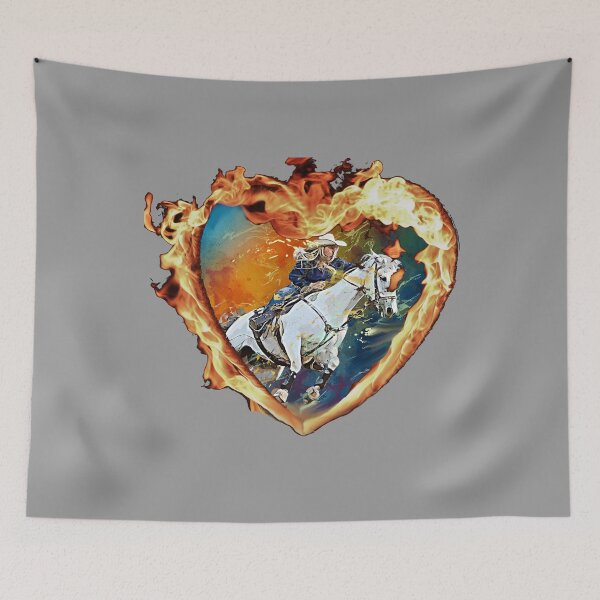 Item preview, Cowgirl Riding Horse in Fiery Heart | Bold Western Country Girl Art designed and sold by ArtsyExplorer.